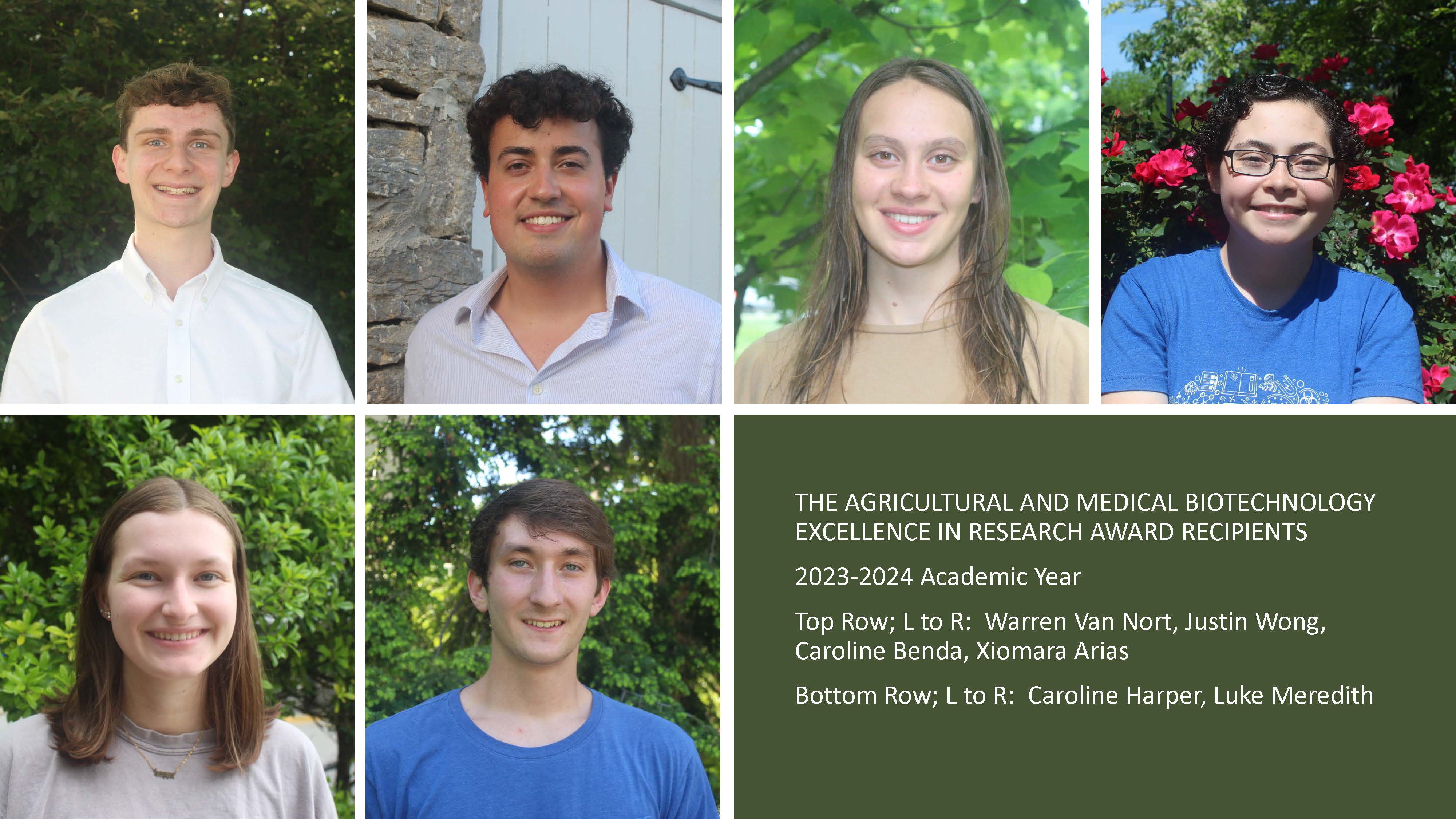 collage of student headshots who received the AMBER award
